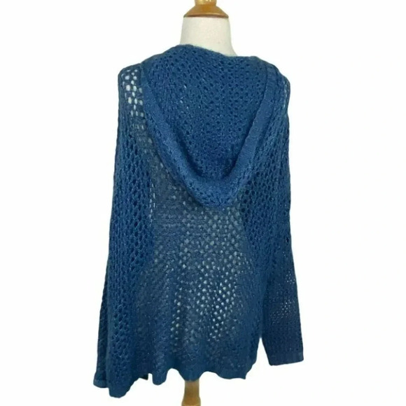 Cotton On‎ knit wear open knit blue hooded sweater - Picture 3 of 5